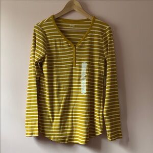 NWT DULUTH trading Co Yellow Striped Long Sleeve Shirt